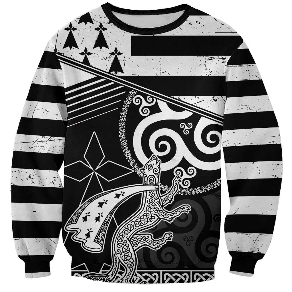 Brittany Ermine Celtic Sweatshirt Black Celtic Triskels - Wonder Print Shop