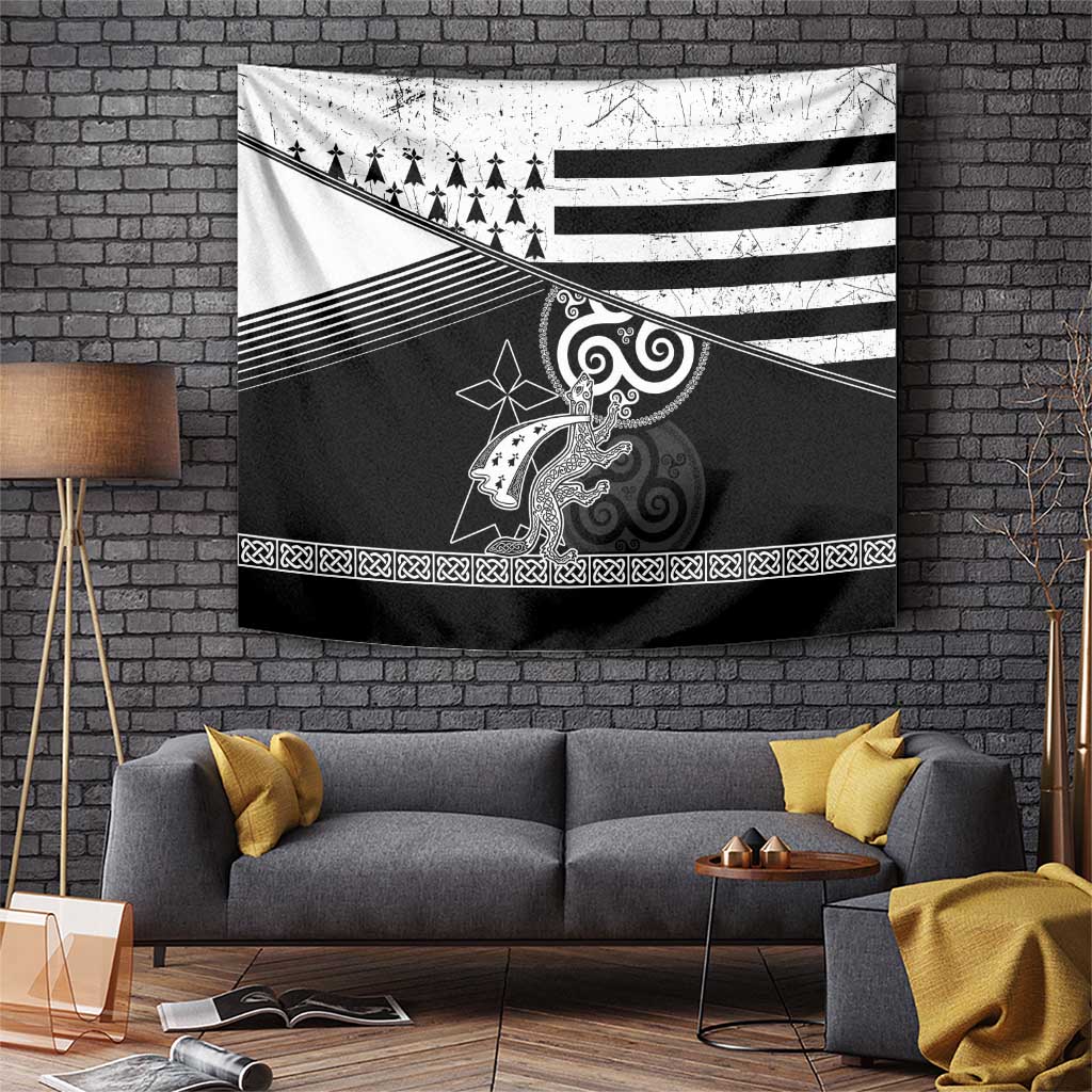 Brittany Ermine Celtic Tapestry Black Celtic Triskels - Wonder Print Shop