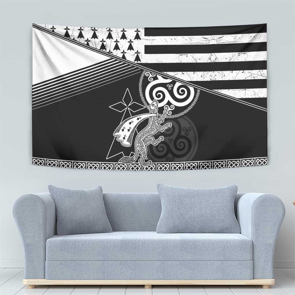 Brittany Ermine Celtic Tapestry Black Celtic Triskels - Wonder Print Shop