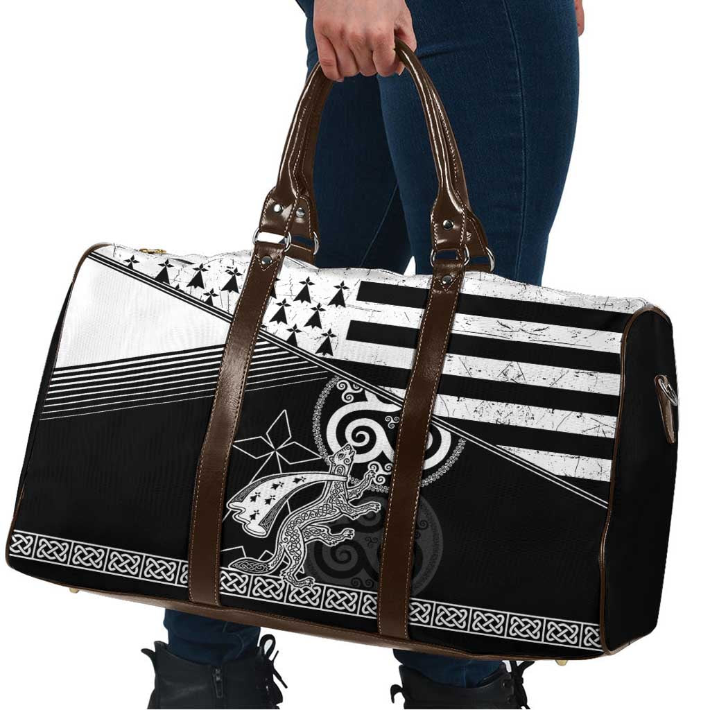 Brittany Ermine Celtic Travel Bag Black Celtic Triskels - Wonder Print Shop