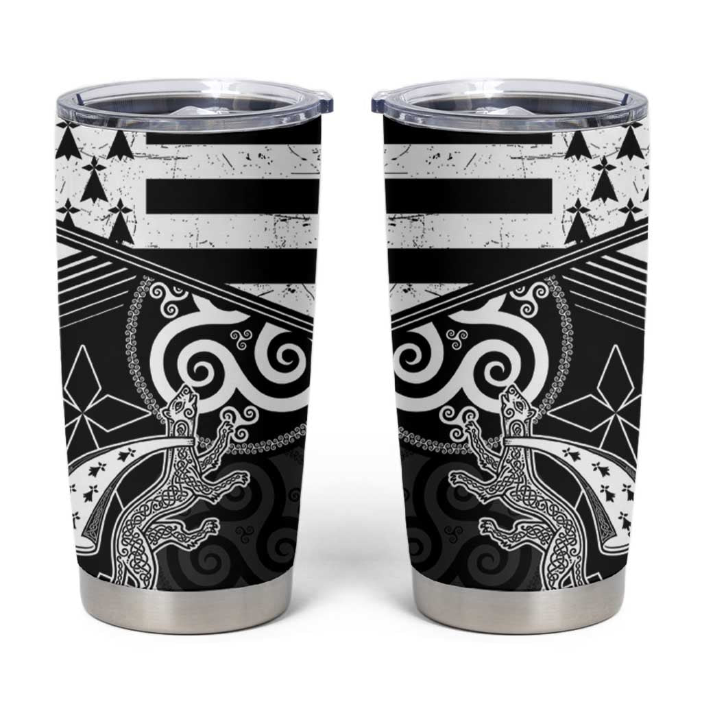 Brittany Ermine Celtic Tumbler Cup Black Celtic Triskels - Wonder Print Shop