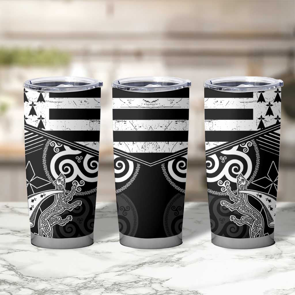 Brittany Ermine Celtic Tumbler Cup Black Celtic Triskels - Wonder Print Shop