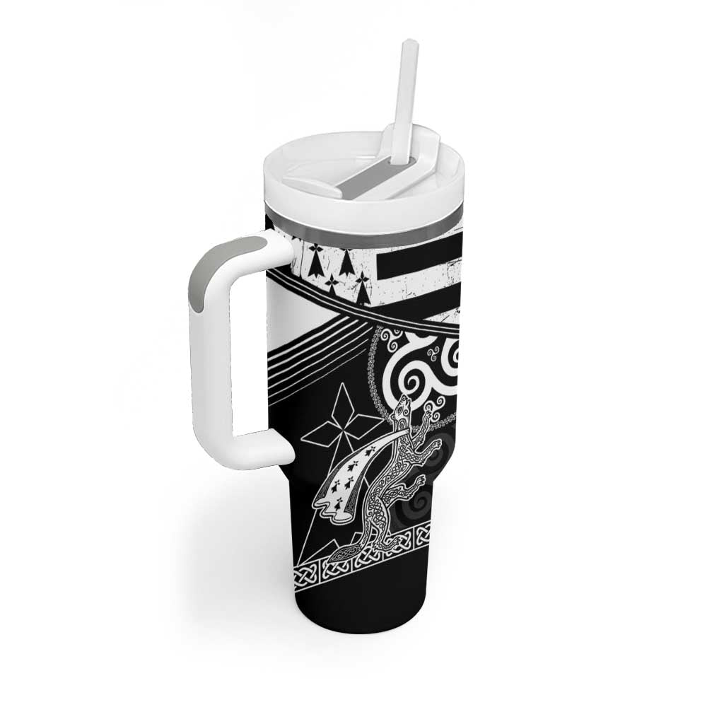 Brittany Ermine Celtic Tumbler With Handle Black Celtic Triskels - Wonder Print Shop