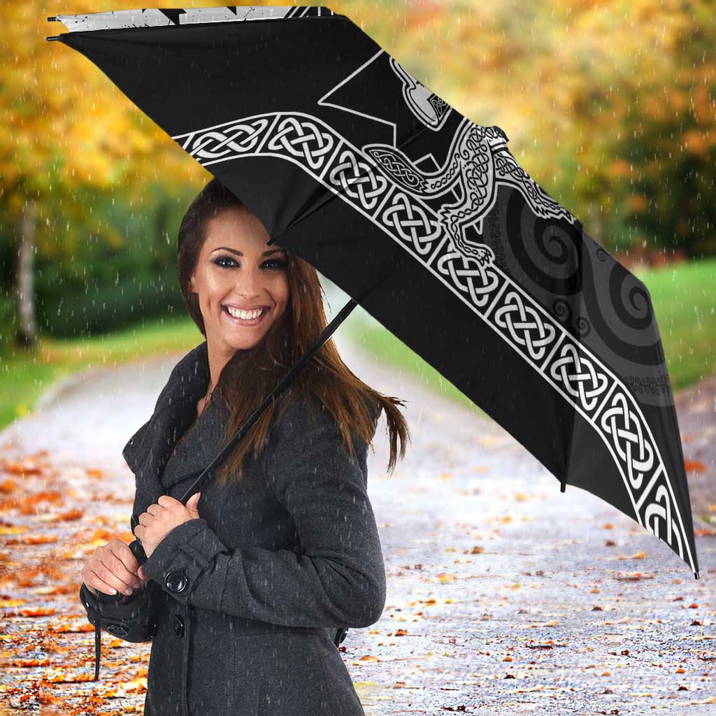 Brittany Ermine Celtic Umbrella Black Celtic Triskels - Wonder Print Shop