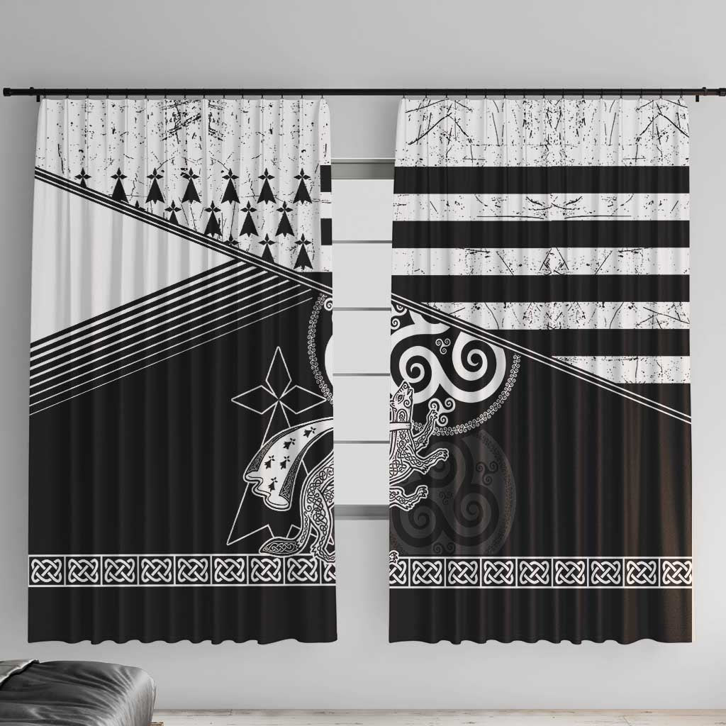 Brittany Ermine Celtic Window Curtain Black Celtic Triskels - Wonder Print Shop