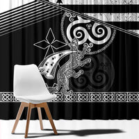 Brittany Ermine Celtic Window Curtain Black Celtic Triskels - Wonder Print Shop