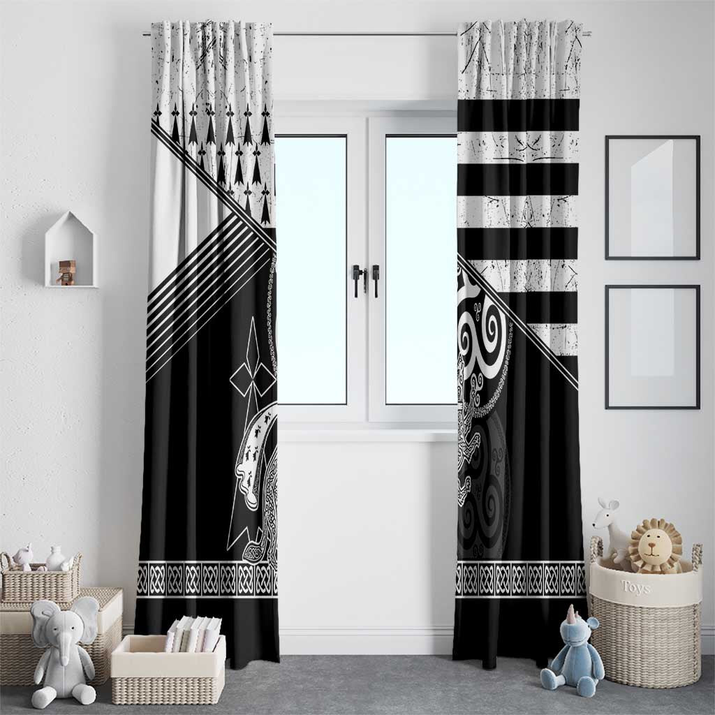 Brittany Ermine Celtic Window Curtain Black Celtic Triskels - Wonder Print Shop