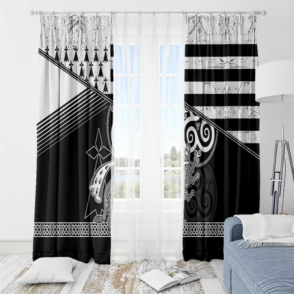 Brittany Ermine Celtic Window Curtain Black Celtic Triskels - Wonder Print Shop