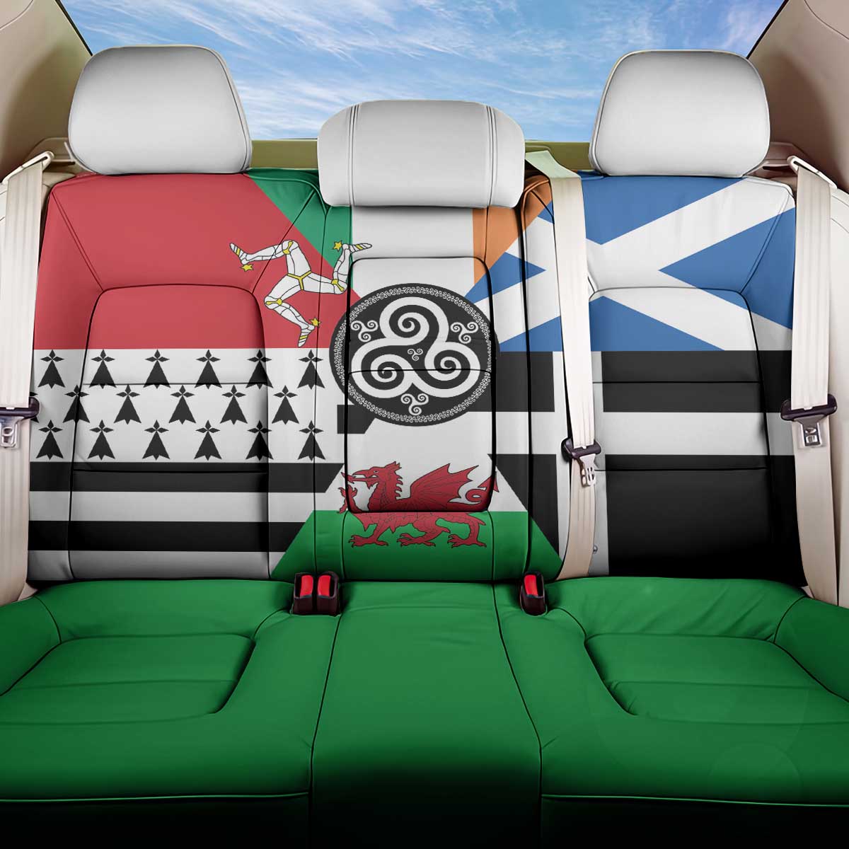 Celtic Nations Flag Back Car Seat Cover Six Celtic Countries Heritage - Wonder Print Shop