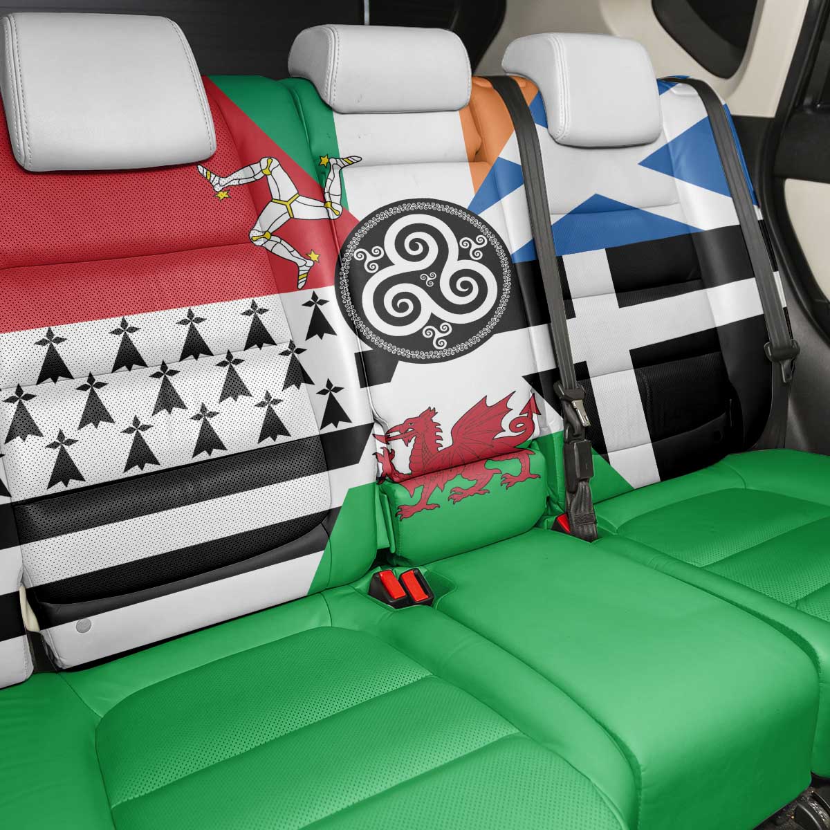 Celtic Nations Flag Back Car Seat Cover Six Celtic Countries Heritage - Wonder Print Shop