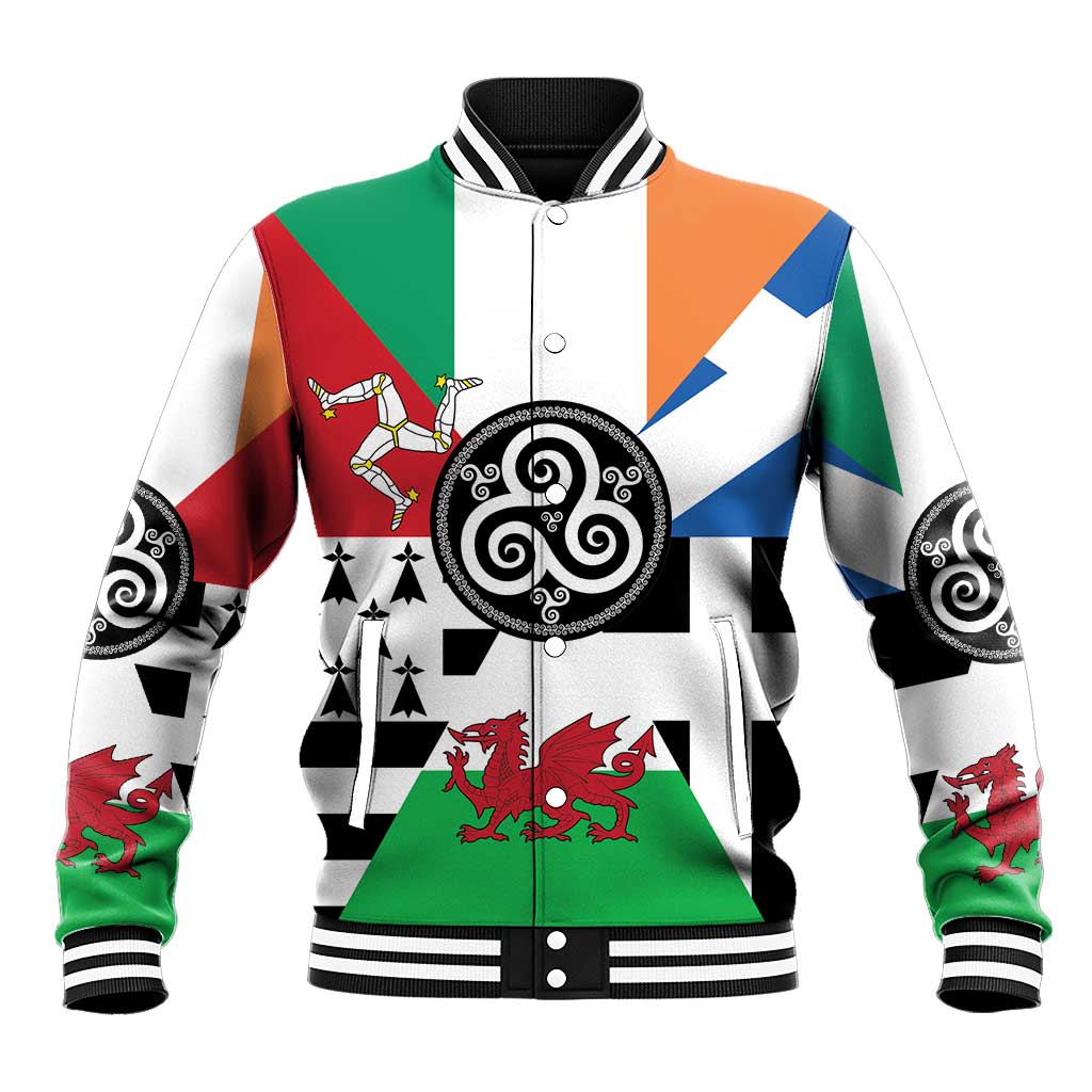 Celtic Nations Flag Baseball Jacket Six Celtic Countries Heritage - Wonder Print Shop