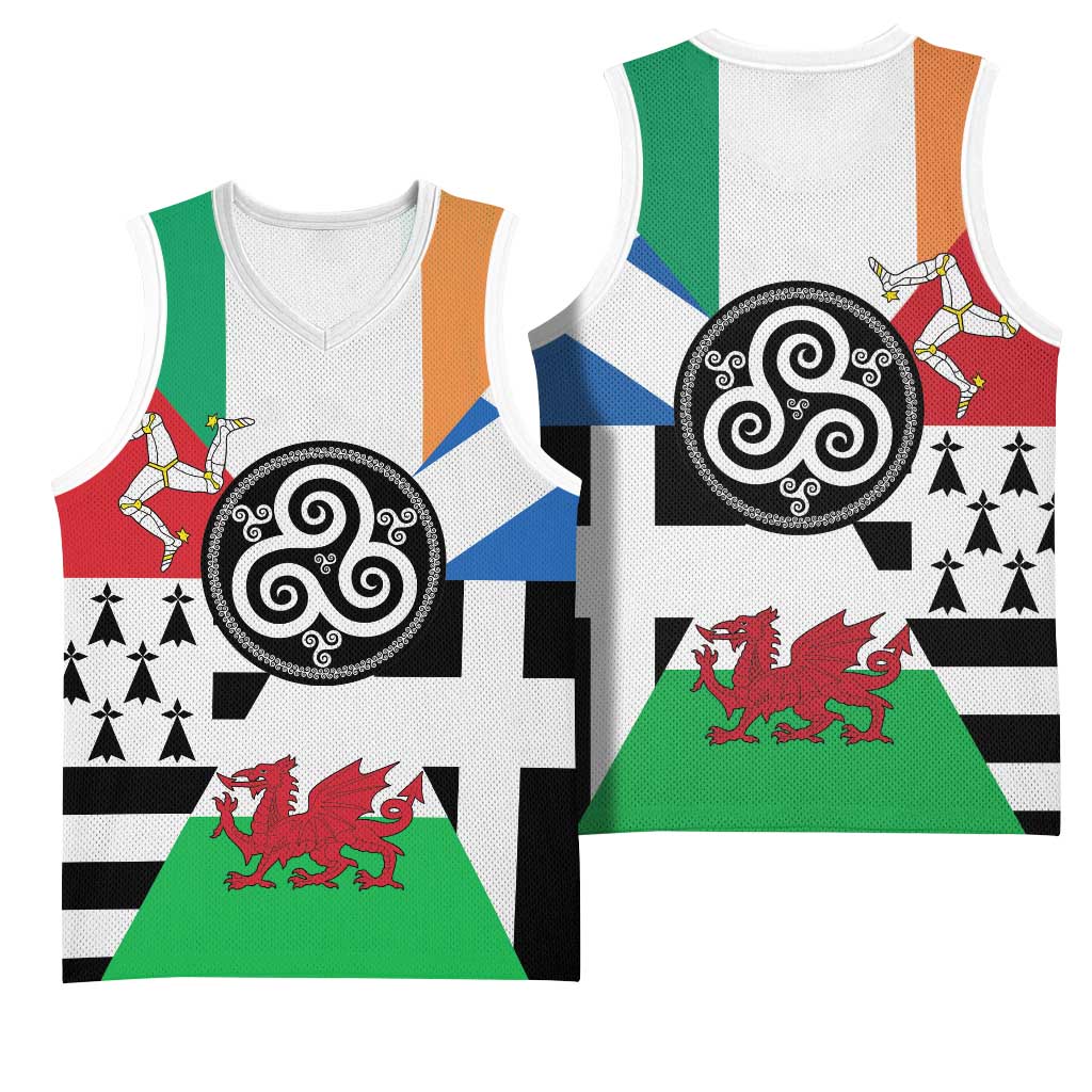 Celtic Nations Flag Basketball Jersey Six Celtic Countries Heritage - Wonder Print Shop