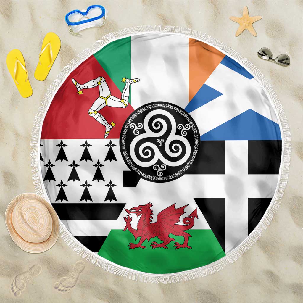 Celtic Nations Flag Beach Blanket Six Celtic Countries Heritage - Wonder Print Shop