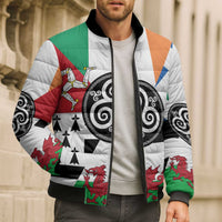 Celtic Nations Flag Bomber Puffer Jacket Six Celtic Countries Heritage - Wonder Print Shop