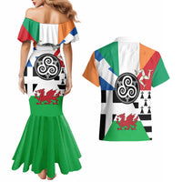 Celtic Nations Flag Couples Matching Mermaid Dress and Hawaiian Shirt Six Celtic Countries Heritage - Wonder Print Shop