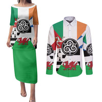 Celtic Nations Flag Couples Matching Puletasi and Long Sleeve Button Shirt Six Celtic Countries Heritage - Wonder Print Shop
