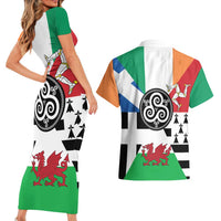 Celtic Nations Flag Couples Matching Short Sleeve Bodycon Dress and Hawaiian Shirt Six Celtic Countries Heritage - Wonder Print Shop