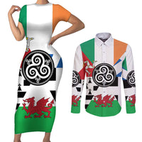 Celtic Nations Flag Couples Matching Short Sleeve Bodycon Dress and Long Sleeve Button Shirt Six Celtic Countries Heritage - Wonder Print Shop