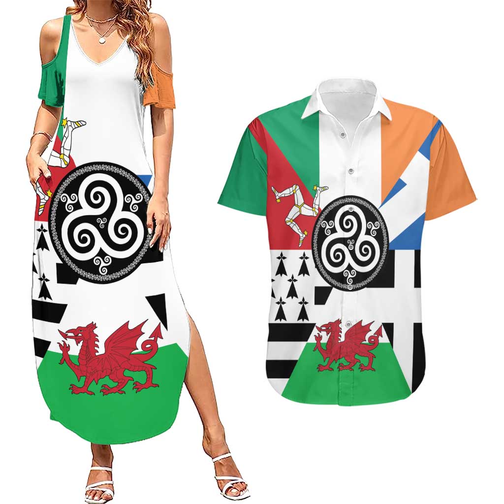 Celtic Nations Flag Couples Matching Summer Maxi Dress and Hawaiian Shirt Six Celtic Countries Heritage - Wonder Print Shop