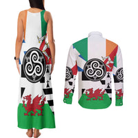Celtic Nations Flag Couples Matching Tank Maxi Dress and Long Sleeve Button Shirt Six Celtic Countries Heritage - Wonder Print Shop