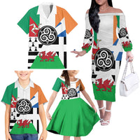 Celtic Nations Flag Family Matching Off The Shoulder Long Sleeve Dress and Hawaiian Shirt Six Celtic Countries Heritage - Wonder Print Shop