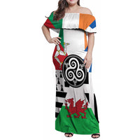 Celtic Nations Flag Family Matching Off Shoulder Maxi Dress and Hawaiian Shirt Six Celtic Countries Heritage - Wonder Print Shop