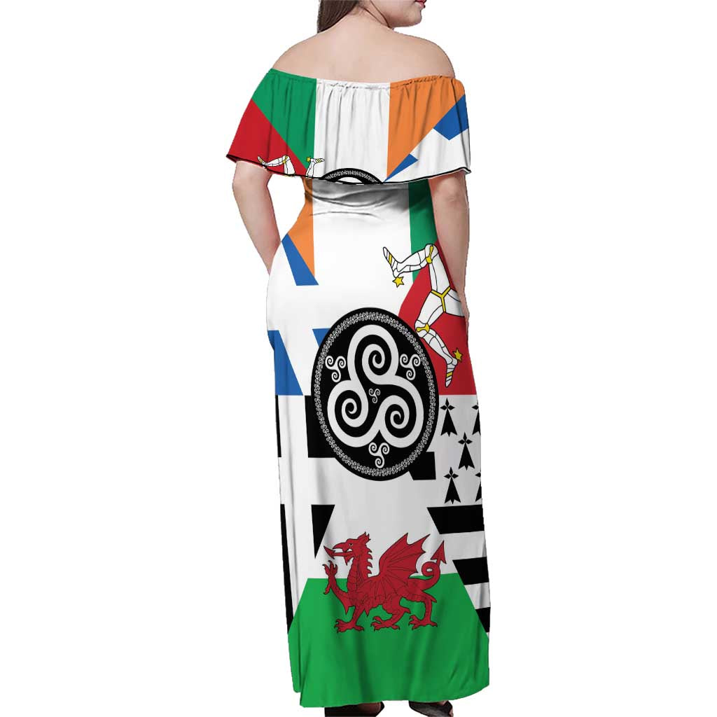 Celtic Nations Flag Family Matching Off Shoulder Maxi Dress and Hawaiian Shirt Six Celtic Countries Heritage - Wonder Print Shop