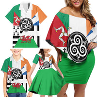 Celtic Nations Flag Family Matching Off Shoulder Short Dress and Hawaiian Shirt Six Celtic Countries Heritage - Wonder Print Shop