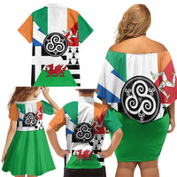 Celtic Nations Flag Family Matching Off Shoulder Short Dress and Hawaiian Shirt Six Celtic Countries Heritage - Wonder Print Shop