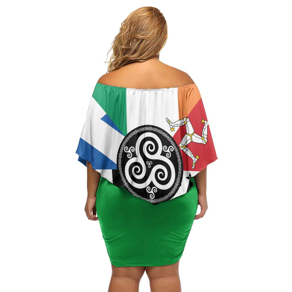 Celtic Nations Flag Family Matching Off Shoulder Short Dress and Hawaiian Shirt Six Celtic Countries Heritage - Wonder Print Shop