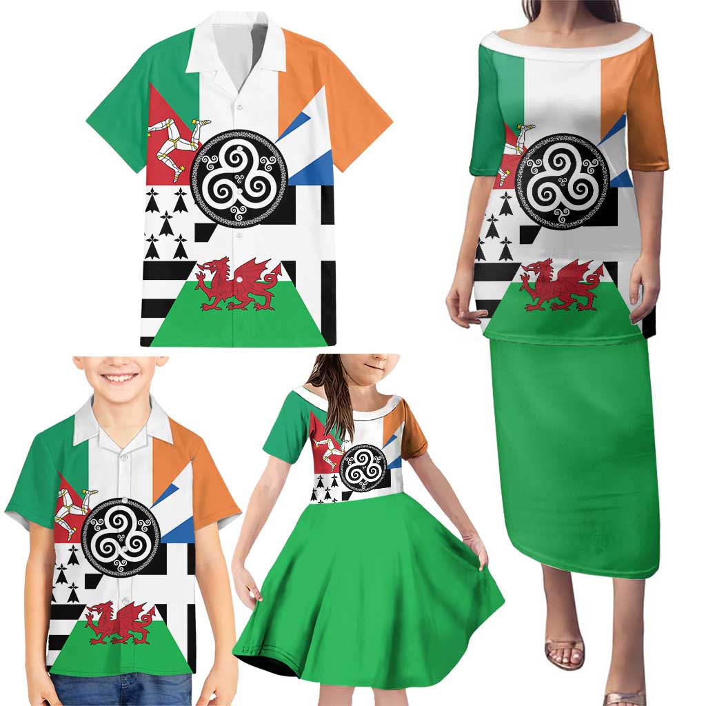 Celtic Nations Flag Family Matching Puletasi and Hawaiian Shirt Six Celtic Countries Heritage - Wonder Print Shop