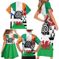 Celtic Nations Flag Family Matching Short Sleeve Bodycon Dress and Hawaiian Shirt Six Celtic Countries Heritage - Wonder Print Shop
