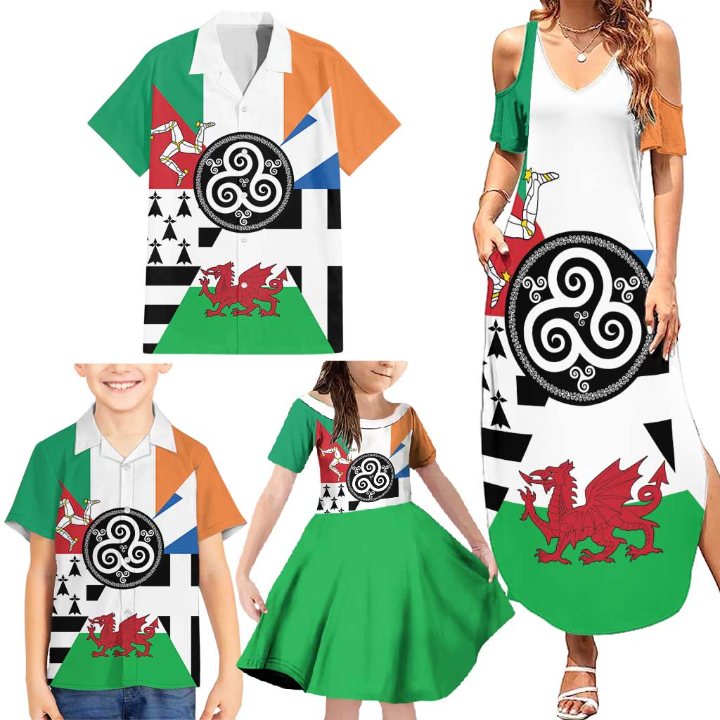 Celtic Nations Flag Family Matching Summer Maxi Dress and Hawaiian Shirt Six Celtic Countries Heritage - Wonder Print Shop