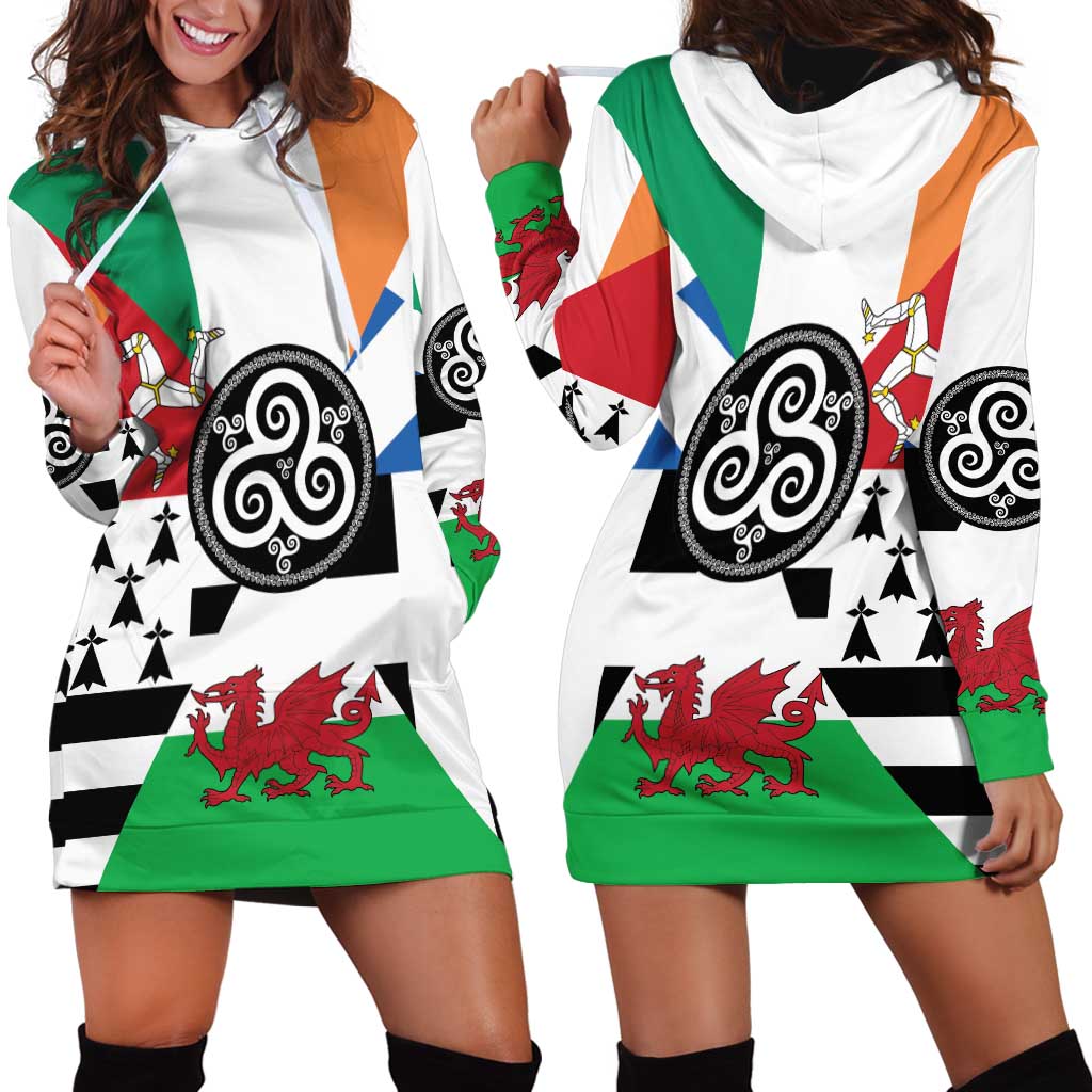 Celtic Nations Flag Hoodie Dress Six Celtic Countries Heritage - Wonder Print Shop