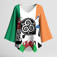Celtic Nations Flag Kimono Sleeve Blouse Six Celtic Countries Heritage - Wonder Print Shop