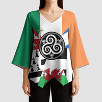 Celtic Nations Flag Kimono Sleeve Blouse Six Celtic Countries Heritage - Wonder Print Shop