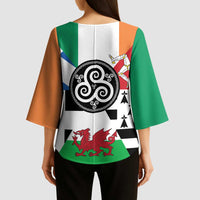 Celtic Nations Flag Kimono Sleeve Blouse Six Celtic Countries Heritage - Wonder Print Shop