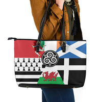 Celtic Nations Flag Leather Tote Bag Six Celtic Countries Heritage - Wonder Print Shop