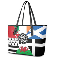 Celtic Nations Flag Leather Tote Bag Six Celtic Countries Heritage - Wonder Print Shop