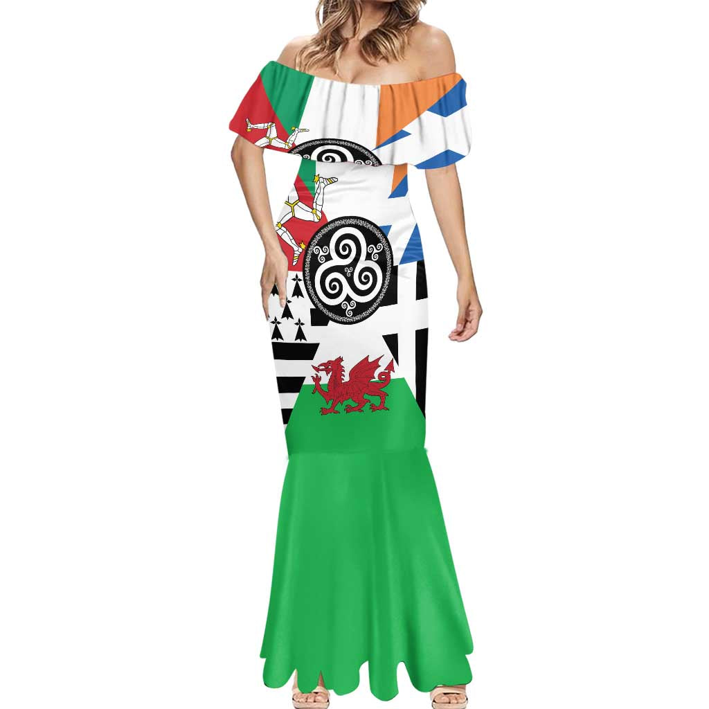 Celtic Nations Flag Mermaid Dress Six Celtic Countries Heritage - Wonder Print Shop