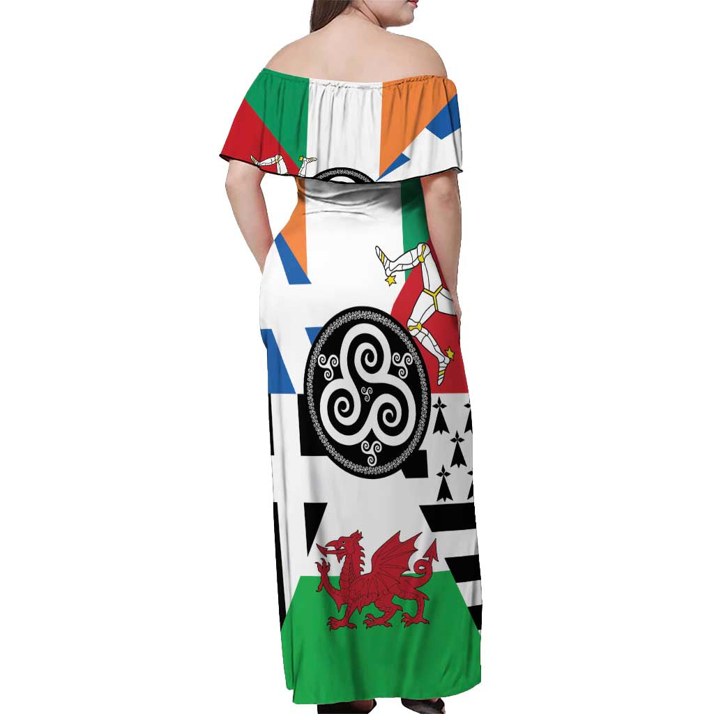 Celtic Nations Flag Off Shoulder Maxi Dress Six Celtic Countries Heritage - Wonder Print Shop