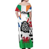 Celtic Nations Flag Off Shoulder Maxi Dress Six Celtic Countries Heritage - Wonder Print Shop