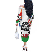 Celtic Nations Flag Off The Shoulder Long Sleeve Dress Six Celtic Countries Heritage - Wonder Print Shop