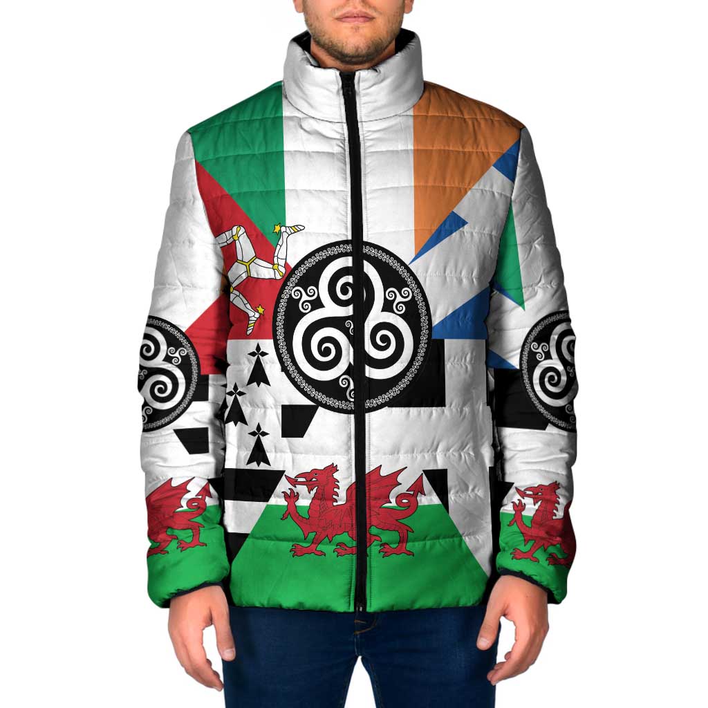 Celtic Nations Flag Padded Jacket Six Celtic Countries Heritage - Wonder Print Shop