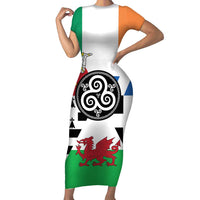 Celtic Nations Flag Short Sleeve Bodycon Dress Six Celtic Countries Heritage - Wonder Print Shop