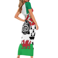 Celtic Nations Flag Short Sleeve Bodycon Dress Six Celtic Countries Heritage - Wonder Print Shop