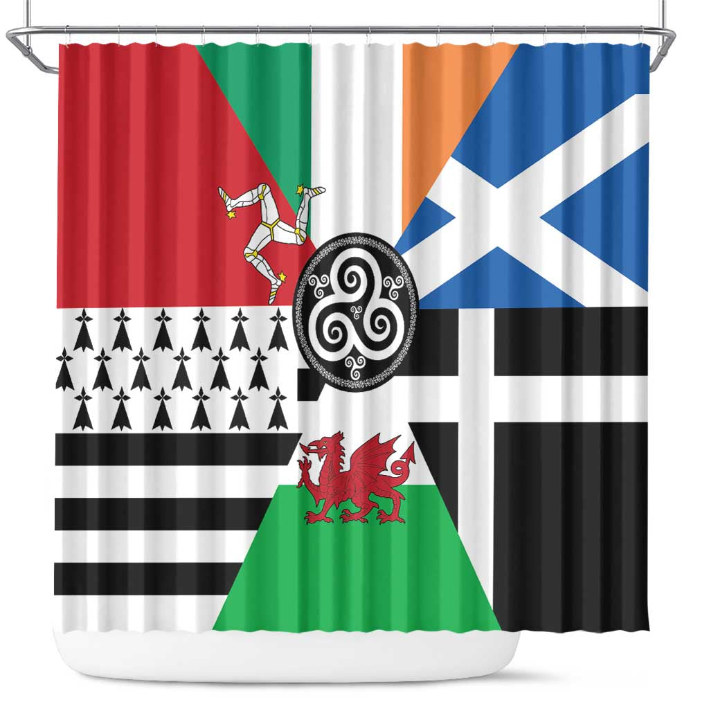 Celtic Nations Flag Shower Curtain Six Celtic Countries Heritage - Wonder Print Shop
