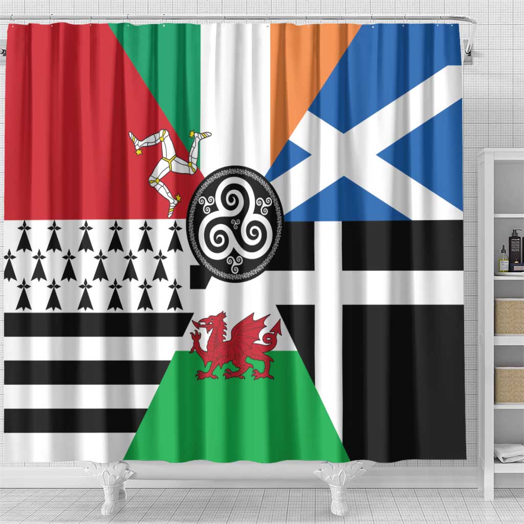 Celtic Nations Flag Shower Curtain Six Celtic Countries Heritage - Wonder Print Shop