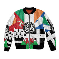 Celtic Nations Flag Sleeve Zip Bomber Jacket Six Celtic Countries Heritage - Wonder Print Shop