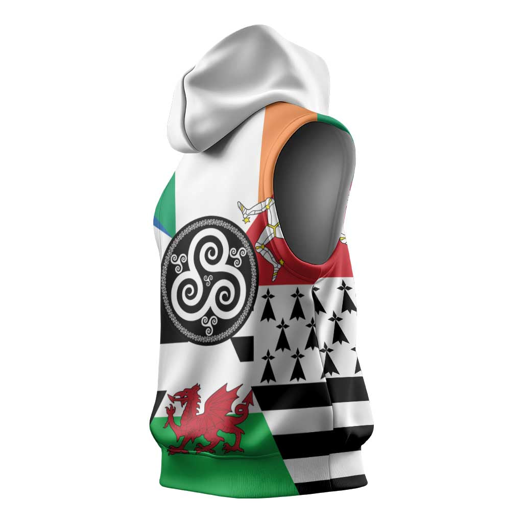 Celtic Nations Flag Sleeveless Hoodie Six Celtic Countries Heritage - Wonder Print Shop